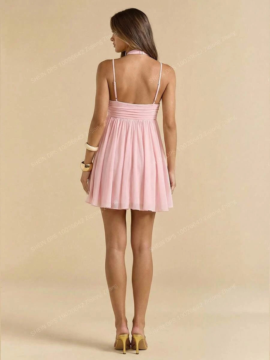 Chic A-Line Sweetheart Spaghetti Straps Ruched Pink Mini Homecoming Dress