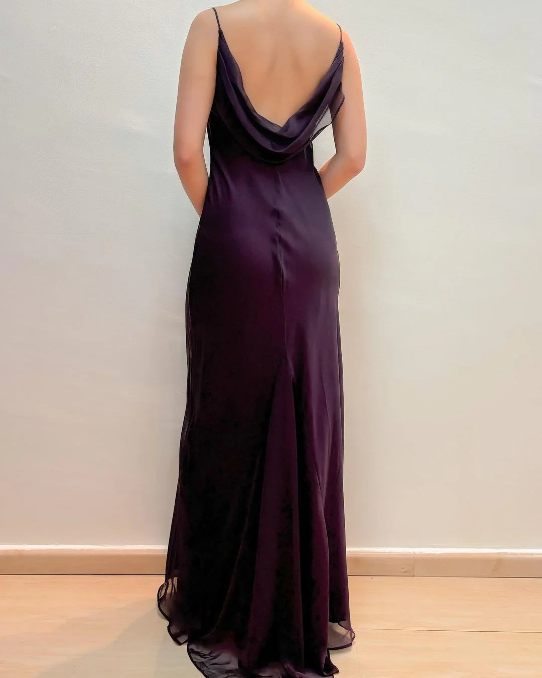 Weitese Formal Women's Dresses Chiffon Dark Purple Sheath Long Prom Dress Prom Dresses Stores