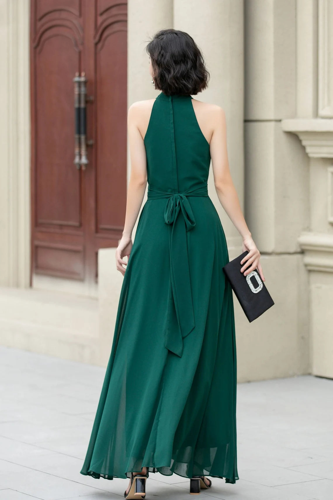 Chiffon Dress Boho Wedding Dress Sleeveless Wedding Guest Dress Bridesmaid Chiffon Dress Elegant Pleated Chiffon Dress Prom Dress