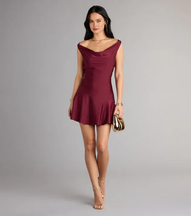Classic A-Line/Princess Cowl Neck Sleeveless Backless Short-Mini Homecoming Dresses