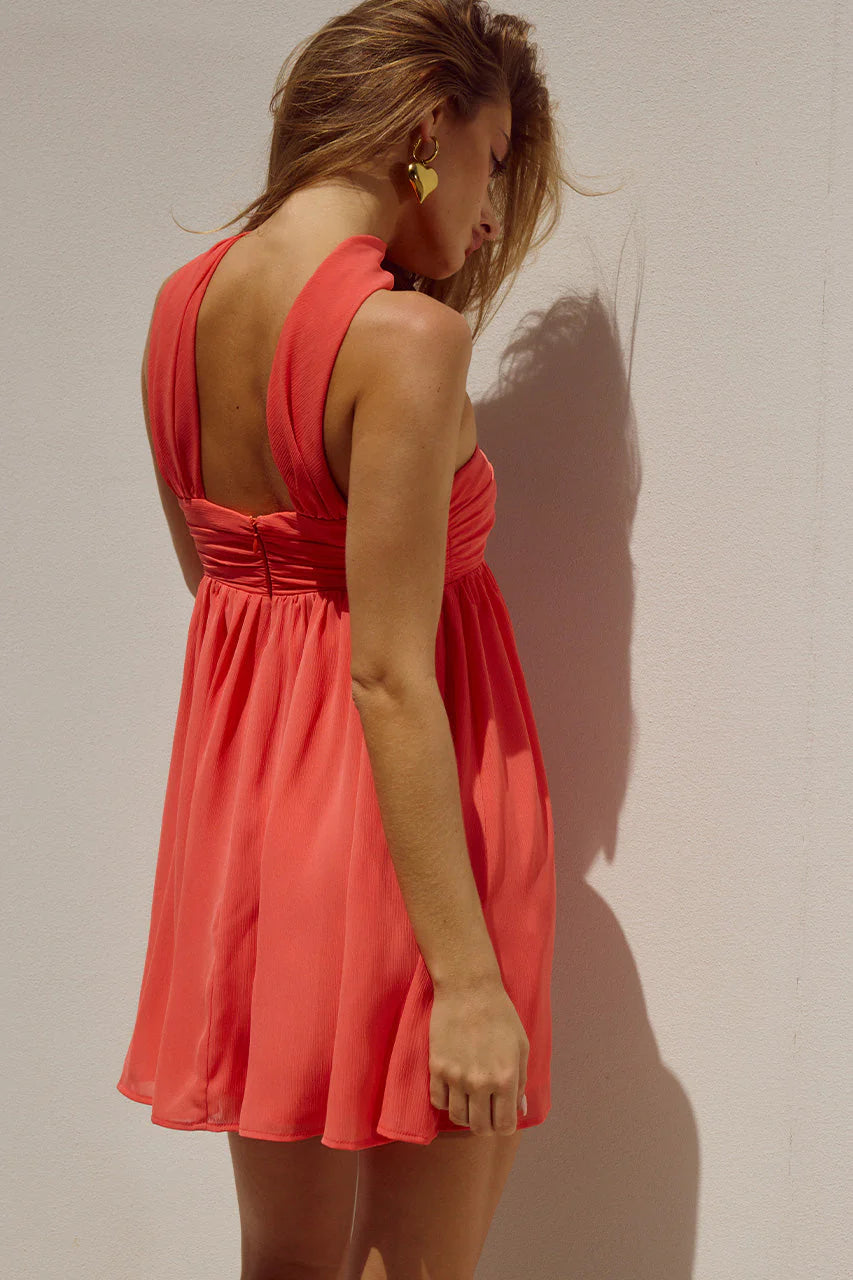 Classic A-Line/Princess Reverse Halter Neck Sleeveless Zipper Up Short-Mini Homecoming Dress