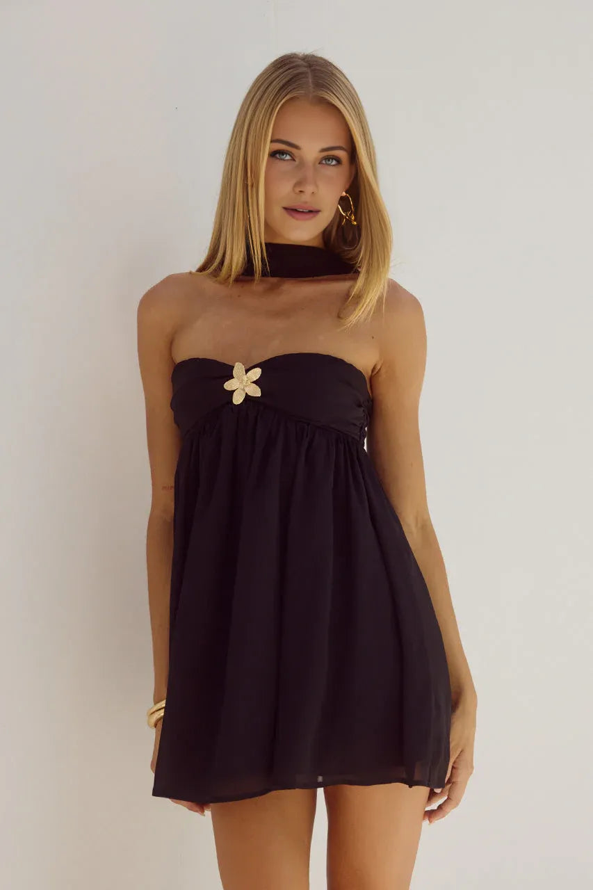Classic A-Line/Princess Reverse Halter Neck Sleeveless Zipper Up Short-Mini Homecoming Dress