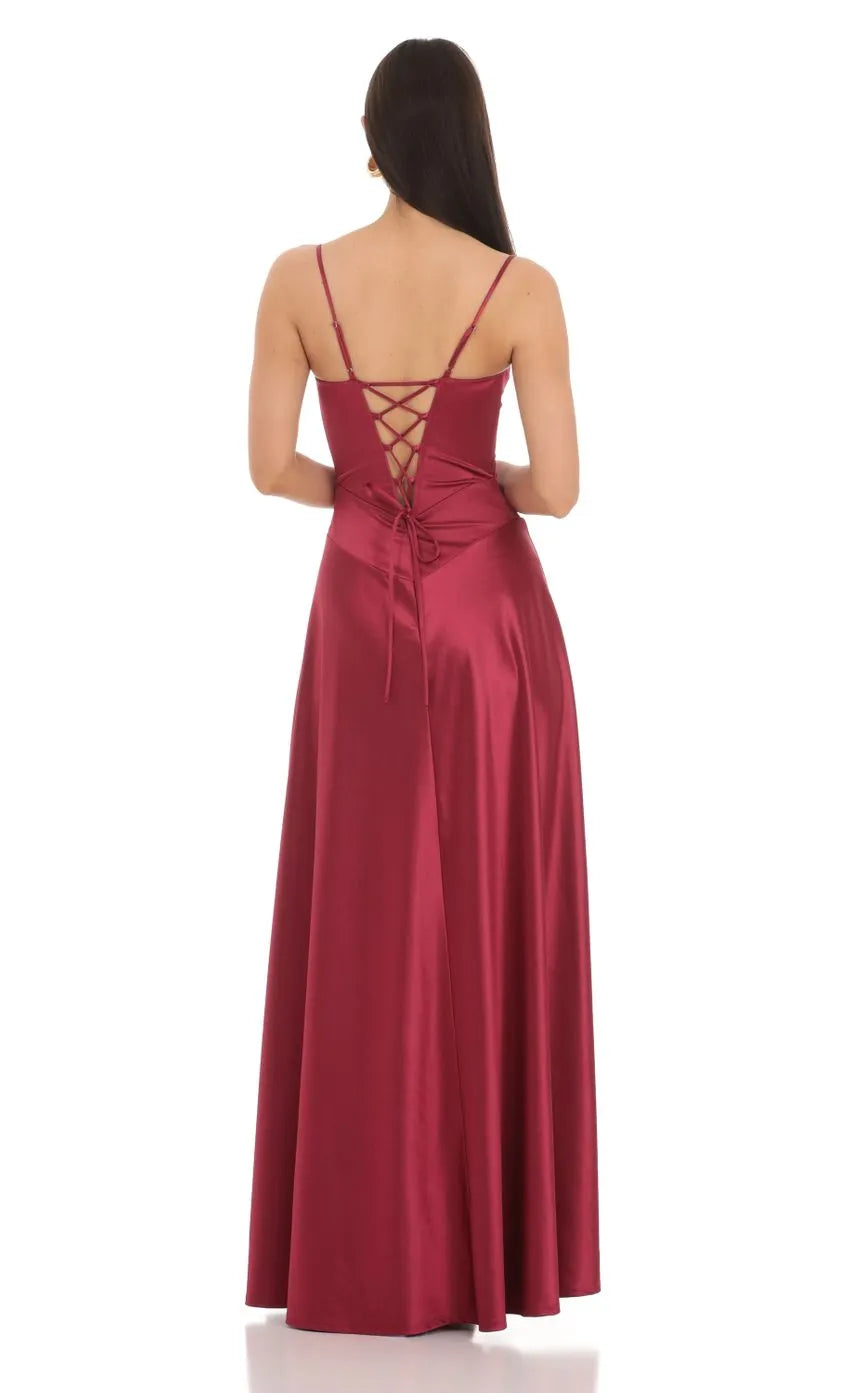 Classic A-Line/Princess Square Neck Sleeveless Backless Floor-Length Prom Dress