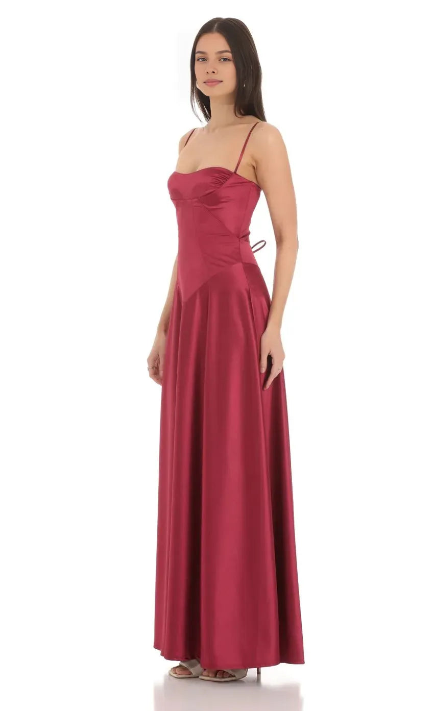 Classic A-Line/Princess Square Neck Sleeveless Backless Floor-Length Prom Dress