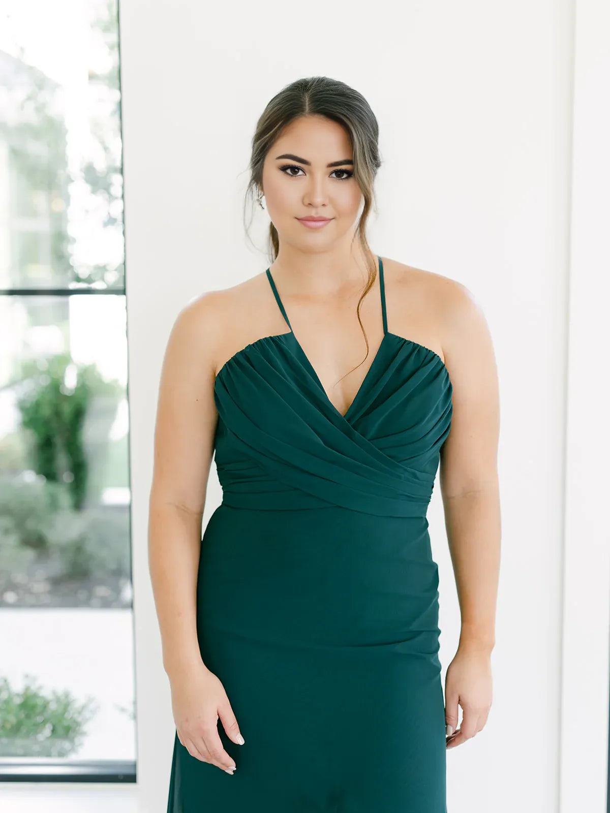 Classic A-Line Spaghetti Straps Sleeveless Chiffon Floor-Length Plus Size Prom Dress