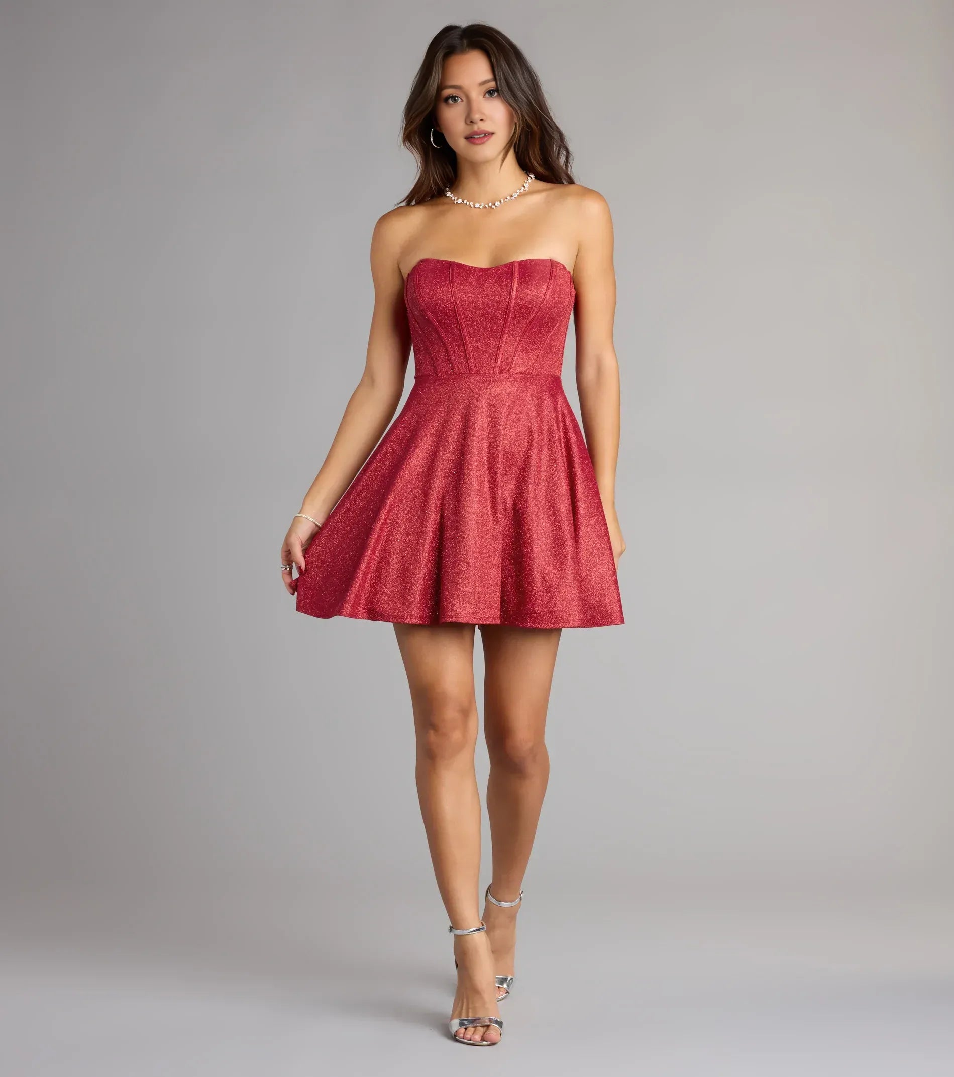 Classic A-line Corset Sleeveless Glitter Short-Mini Homecoming Dress