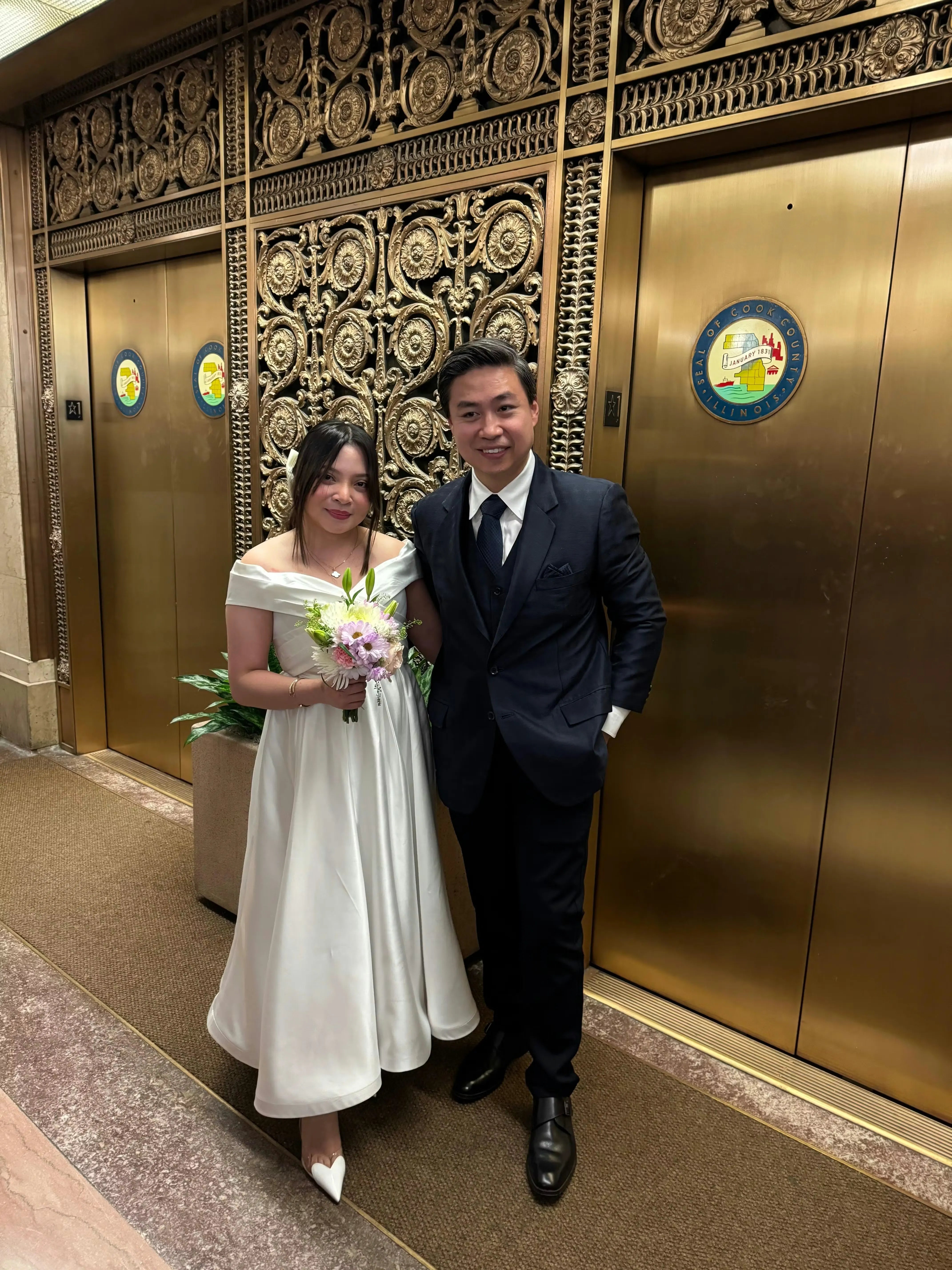 Classic A Line Off the Shoulder Cap Sleeve Pleated Satin Tea Length Wedding Dress