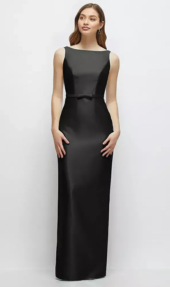 Classic Column Bateau Neck Sleeveless V Back Floor-Length Mother of the Bride Dress