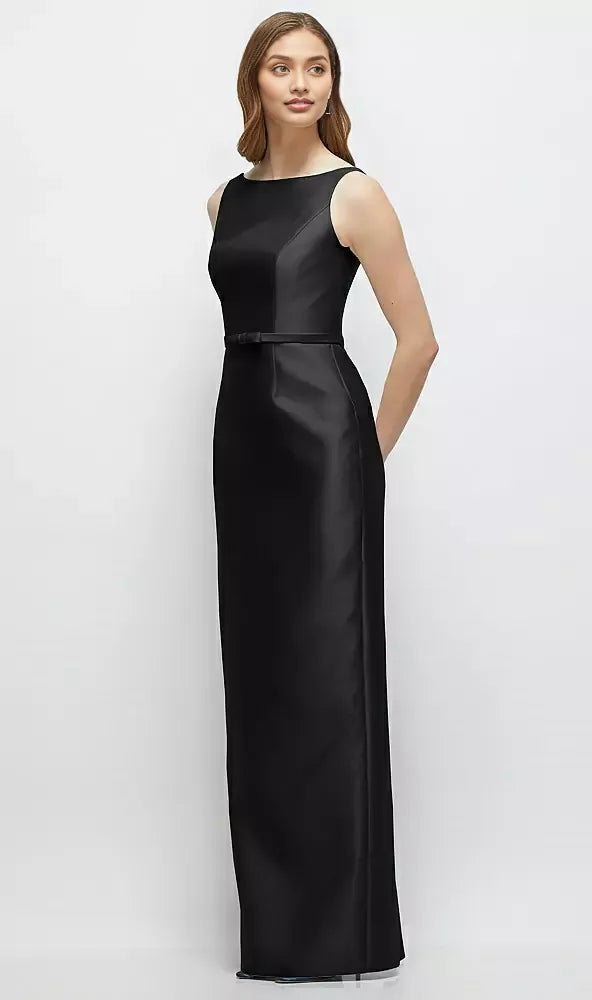 Classic Column Bateau Neck Sleeveless V Back Floor-Length Mother of the Bride Dress