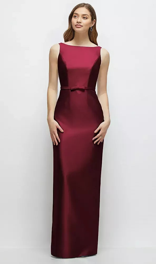 Classic Column Bateau Neck Sleeveless V Back Floor-Length Mother of the Bride Dress