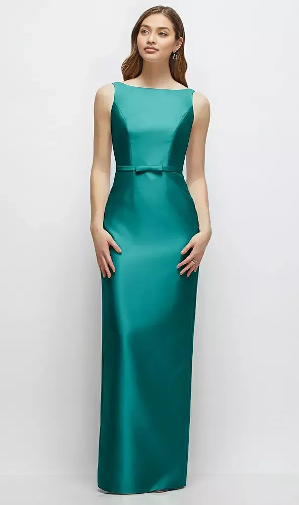 Classic Column Bateau Neck Sleeveless V Back Floor-Length Mother of the Bride Dress