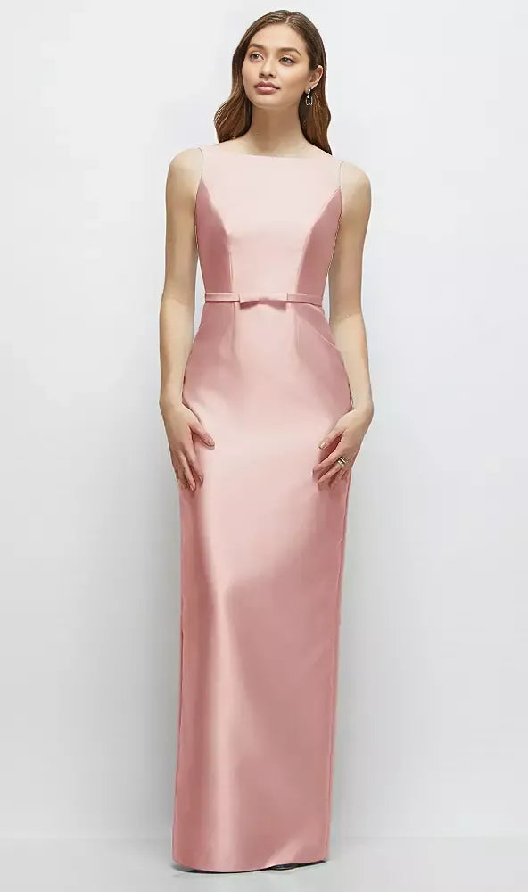 Classic Column Bateau Neck Sleeveless V Back Floor-Length Mother of the Bride Dress