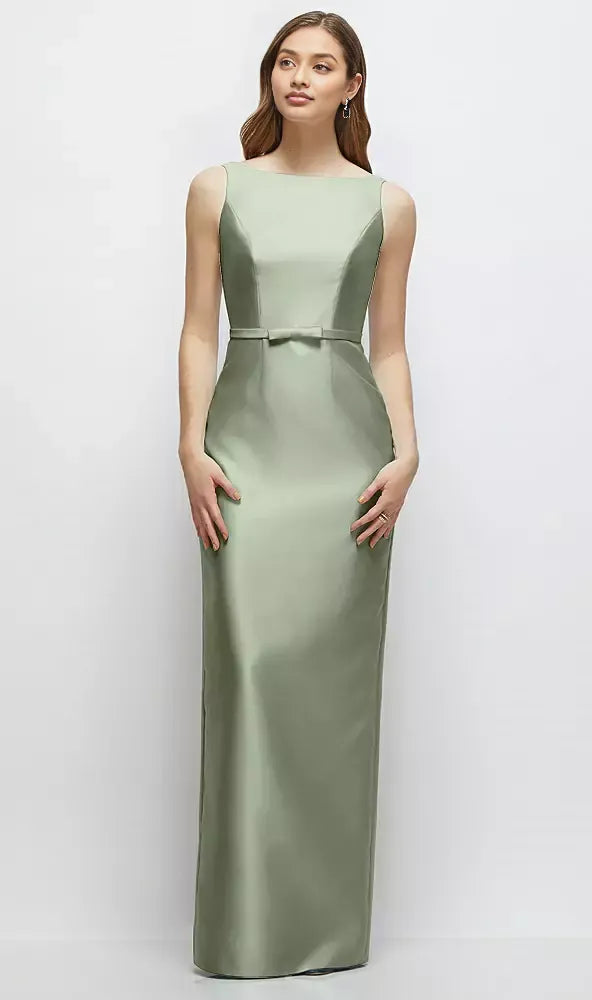 Classic Column Bateau Neck Sleeveless V Back Floor-Length Mother of the Bride Dress