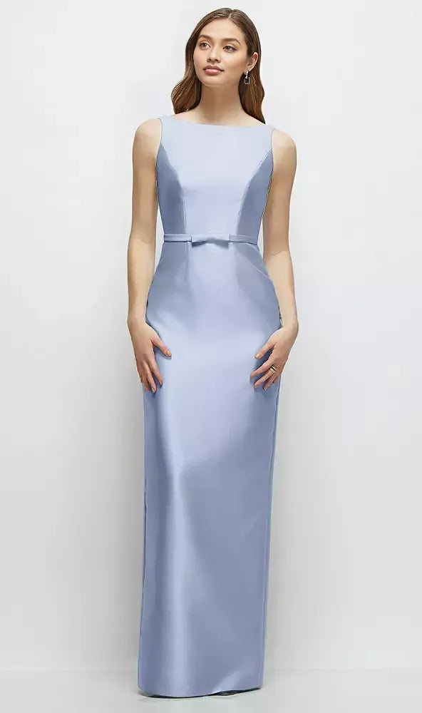 Classic Column Bateau Neck Sleeveless V Back Floor-Length Mother of the Bride Dress