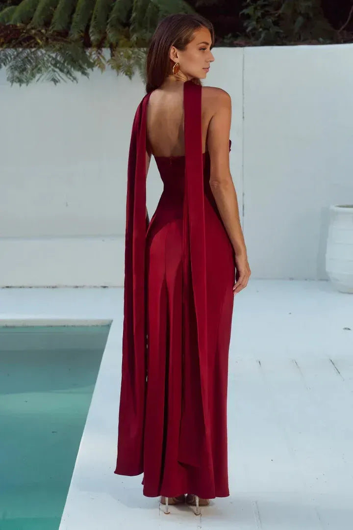 Classic Fitted Strapless Sleeveless Satin Floor-Length Prom Dress