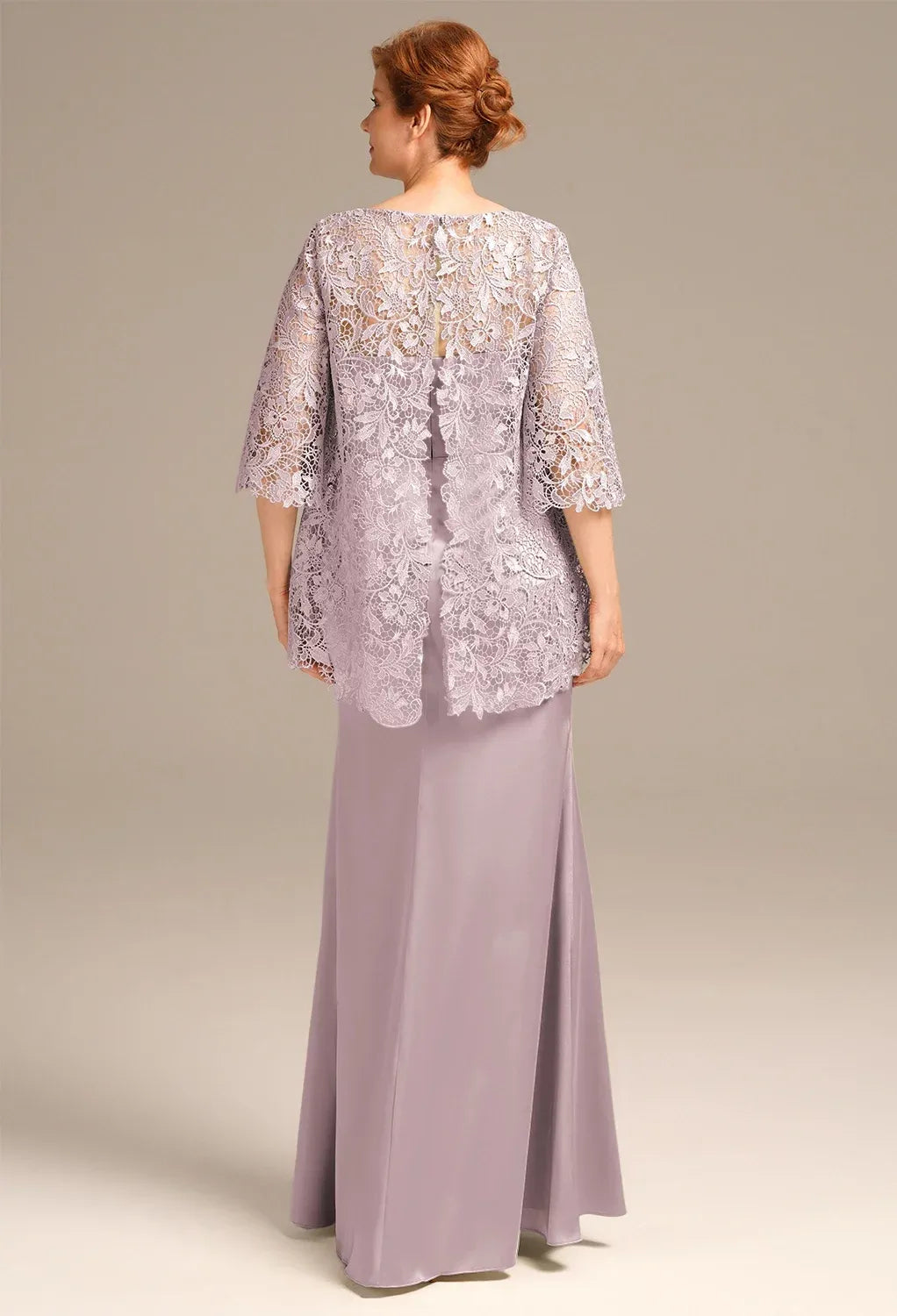 Classic Mermaid Bateau Neck Short Sleeves Pleated Satin Floor Length Mother of the Bride Dress