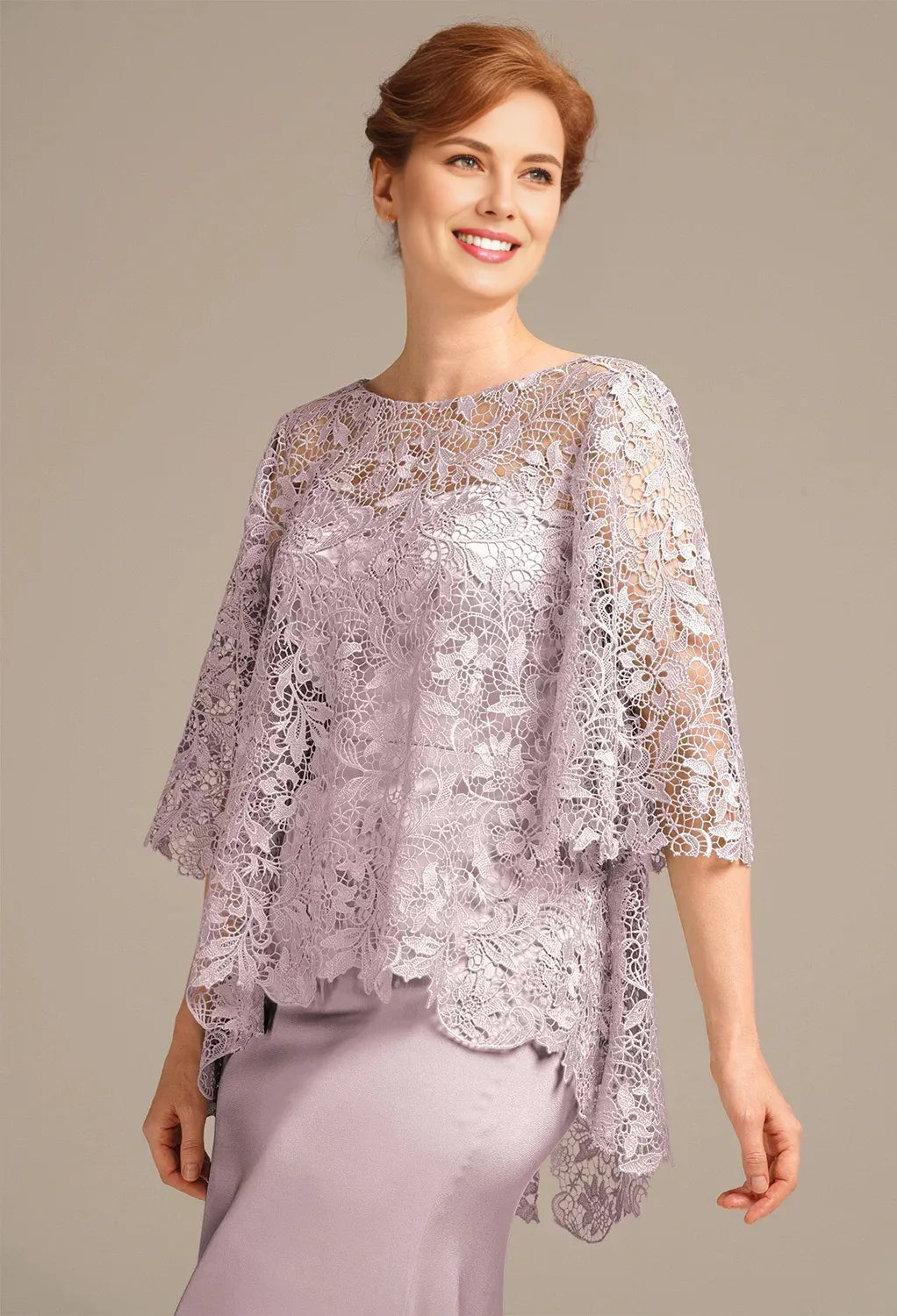 Classic Mermaid Bateau Neck Short Sleeves Pleated Satin Floor Length Mother of the Bride Dress