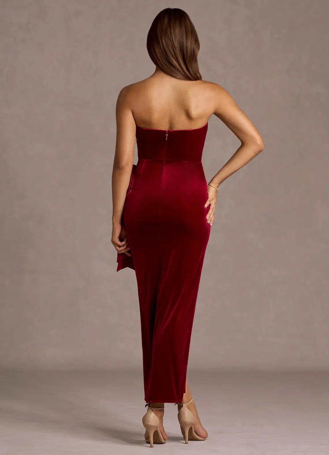 Classic Mermaid Strapless Sleeveless Backless Ankle-Length Evening Dress