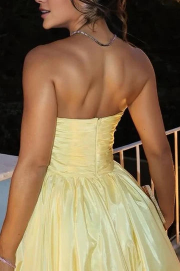 Classy Off The Shoulder Sleeveless A-Line Pleated Satin Floor Length Prom Dress