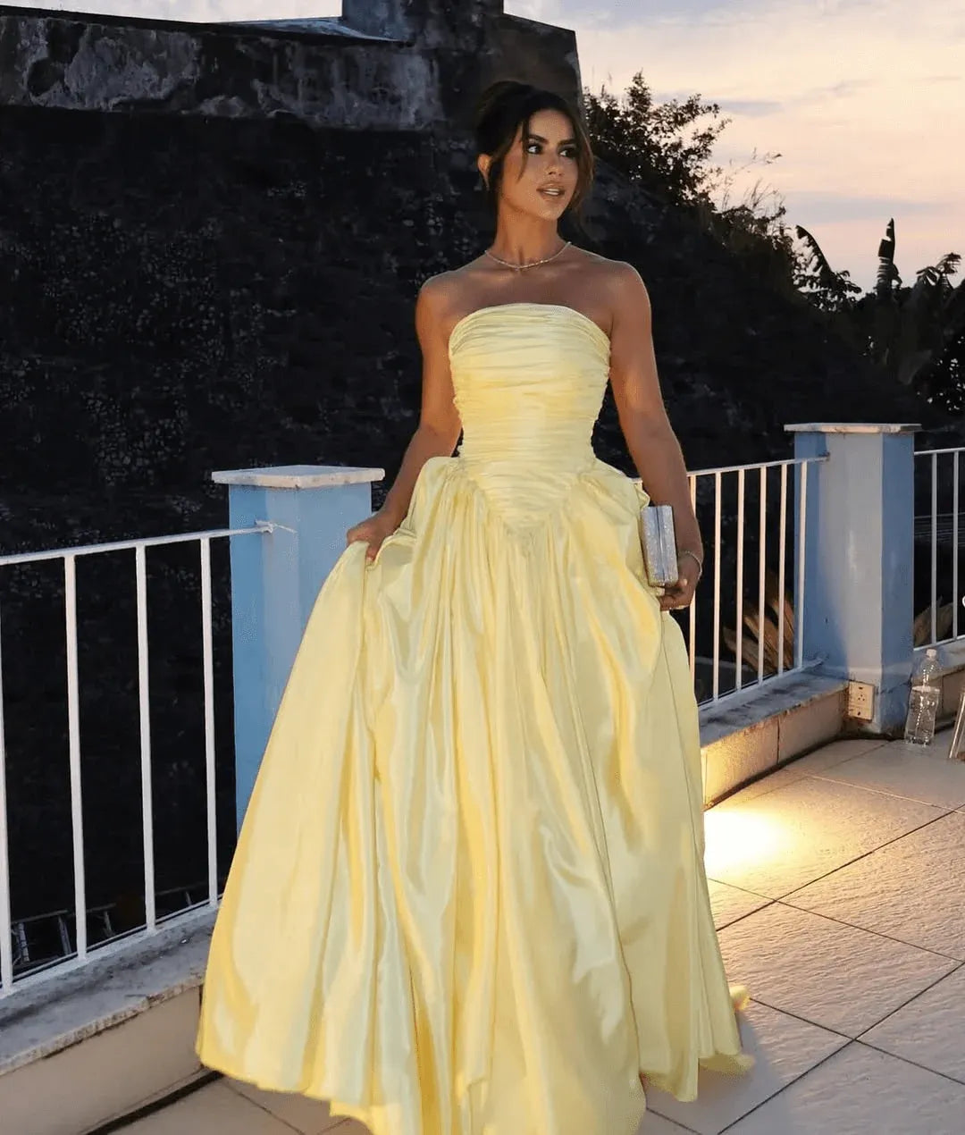 Classy Off The Shoulder Sleeveless A-Line Pleated Satin Floor Length Prom Dress