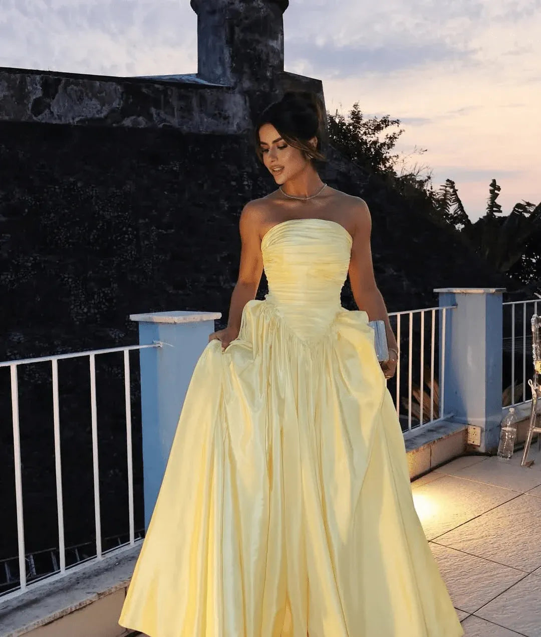 Classy Off The Shoulder Sleeveless A-Line Pleated Satin Floor Length Prom Dress