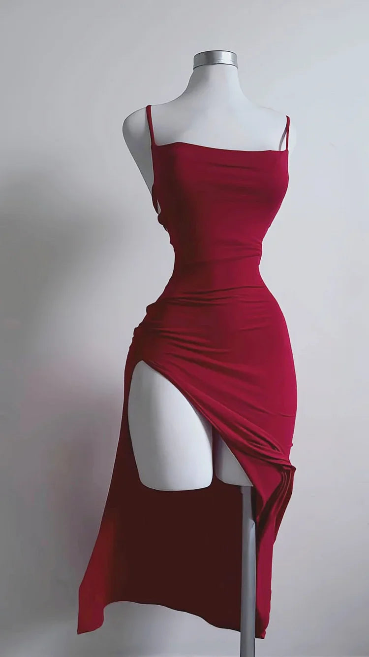 Weitese Dress Prom Dress Stores Charming Red Slit Cocktail Dress Midi Evening Party Dress Formal Women's Dresses