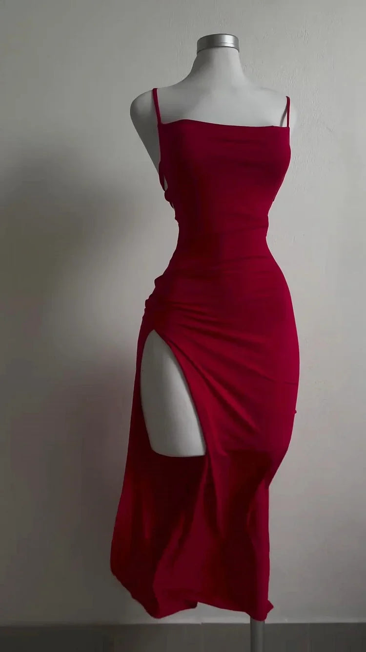 Weitese Dress Prom Dress Stores Charming Red Slit Cocktail Dress Midi Evening Party Dress Formal Women's Dresses