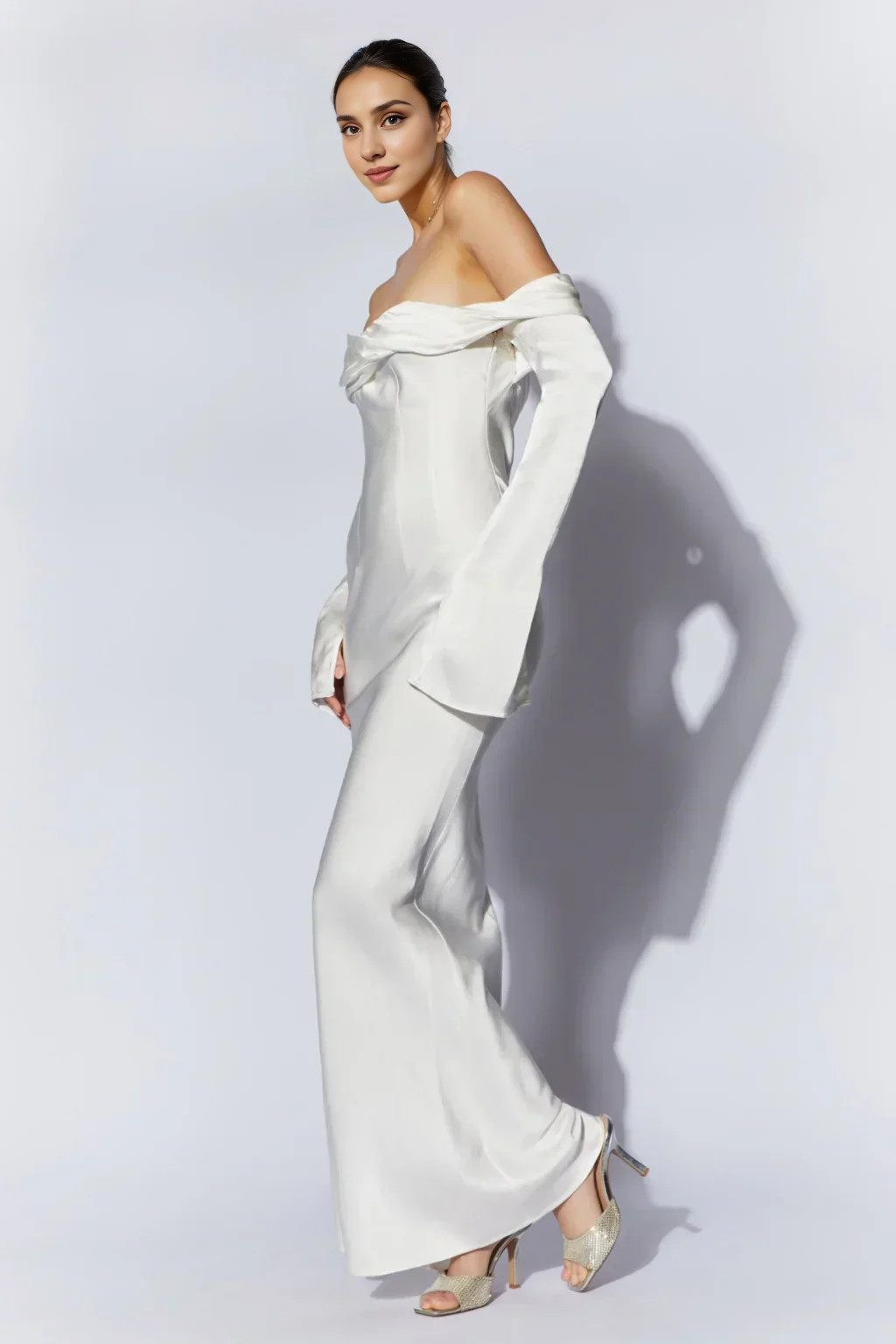 Weitese Formal Wear Dresses Off Shoulder Cowl Neck Maxi Dress White Wedding Dress Prom Dress Shops