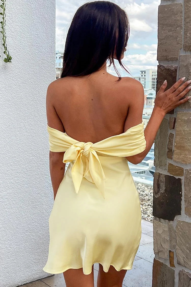 Cute A-Line/Princess Off the Shoulder Sleeveless Backless Satin Short-Mini Homecoming Dress
