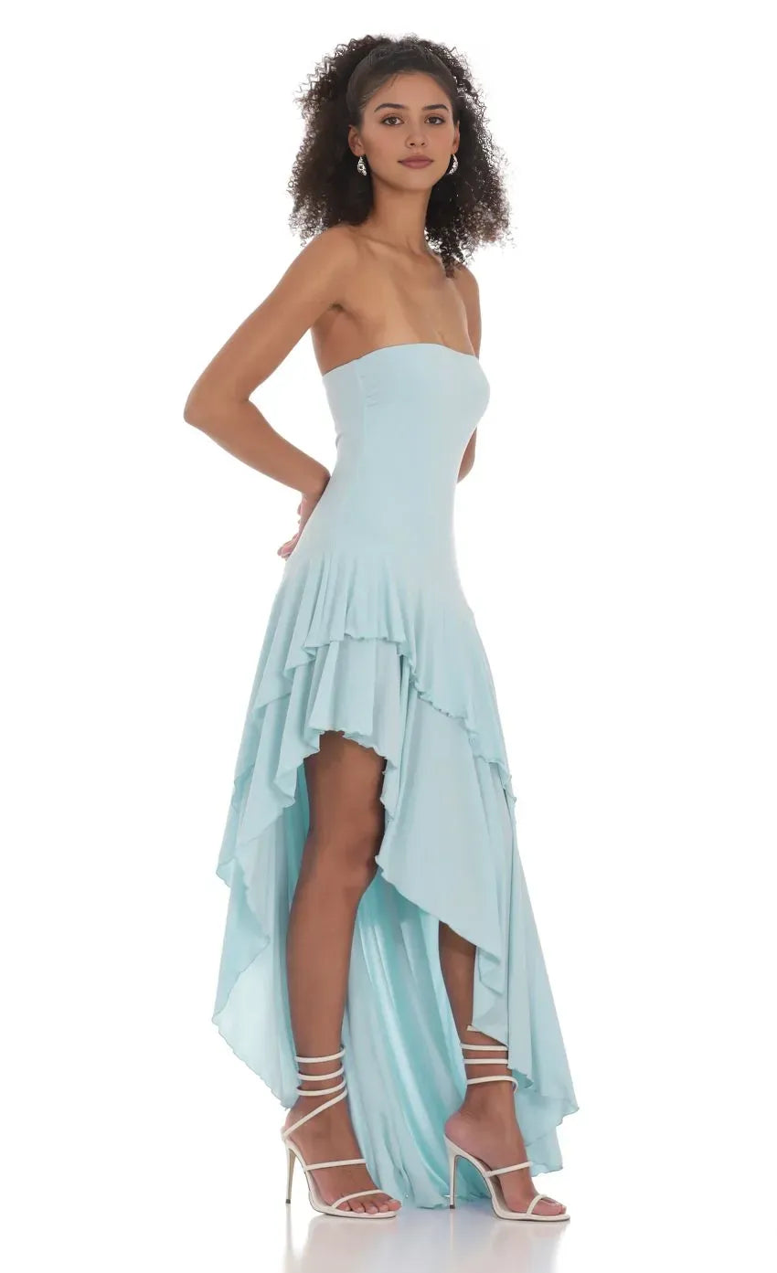 Cute A-Line/Princess Strapless Sleeveless Backless Floor-Length Prom Dress