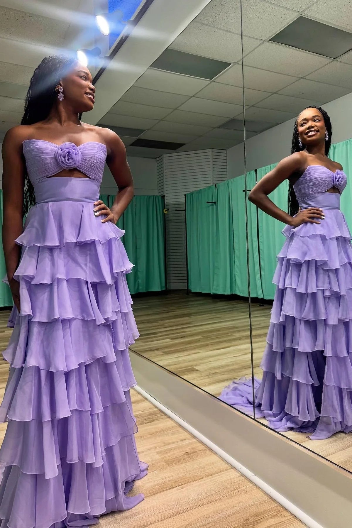 Cute A-Line/Princess Strapless Sleeveless Zipper Up Floor-Length Prom Dress