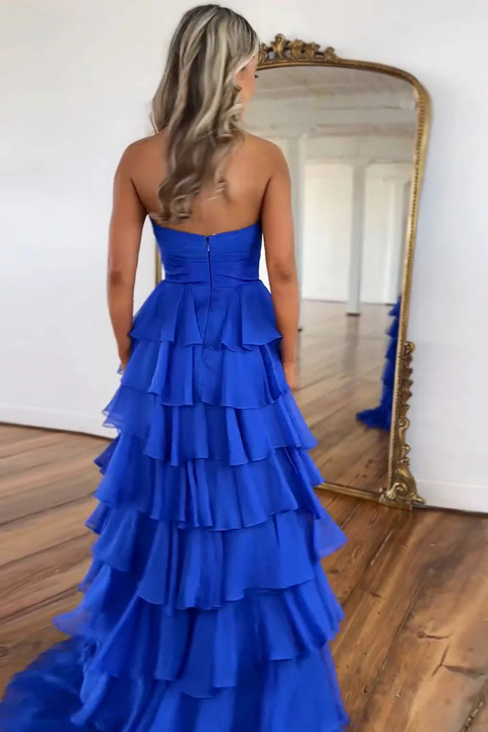 Cute A-Line/Princess Strapless Sleeveless Zipper Up Floor-Length Prom Dress