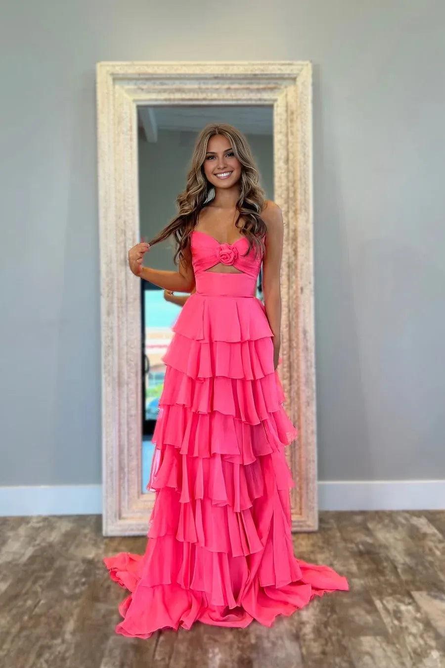 Cute A-Line/Princess Strapless Sleeveless Zipper Up Floor-Length Prom Dress