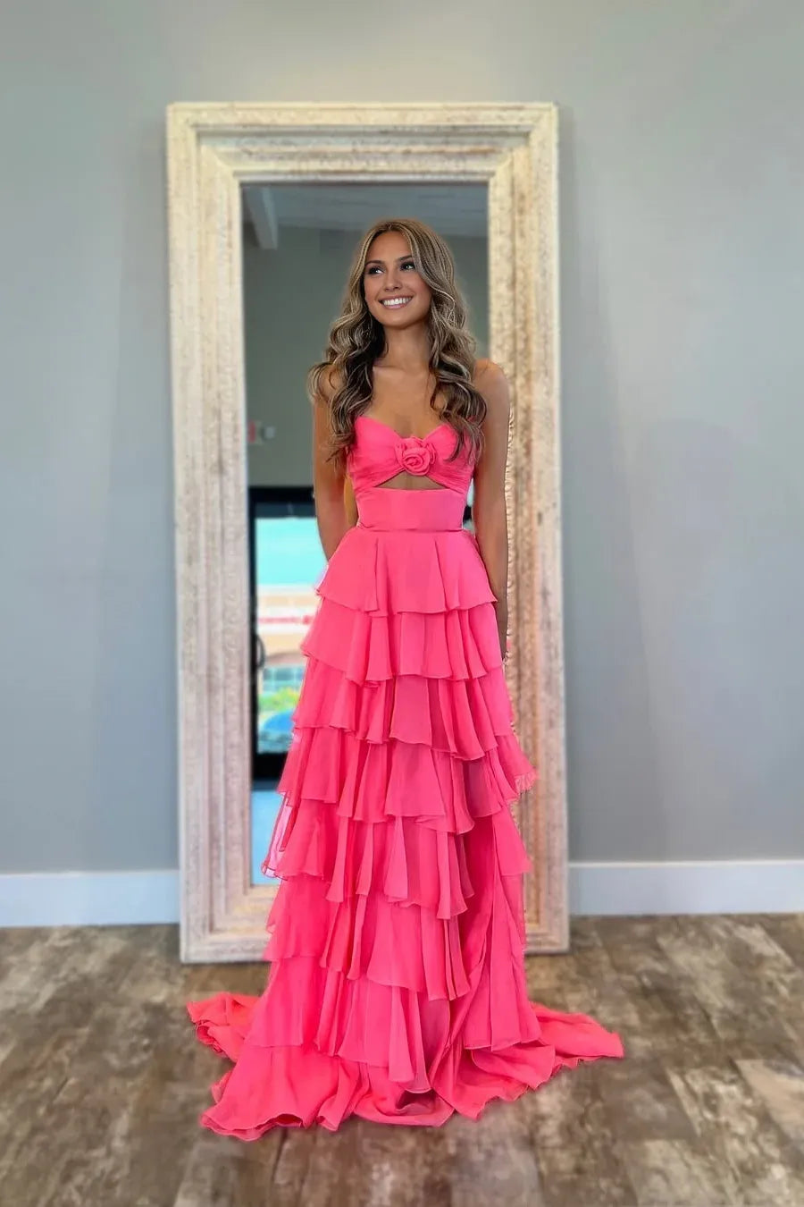 Cute A-Line/Princess Strapless Sleeveless Zipper Up Floor-Length Prom Dress