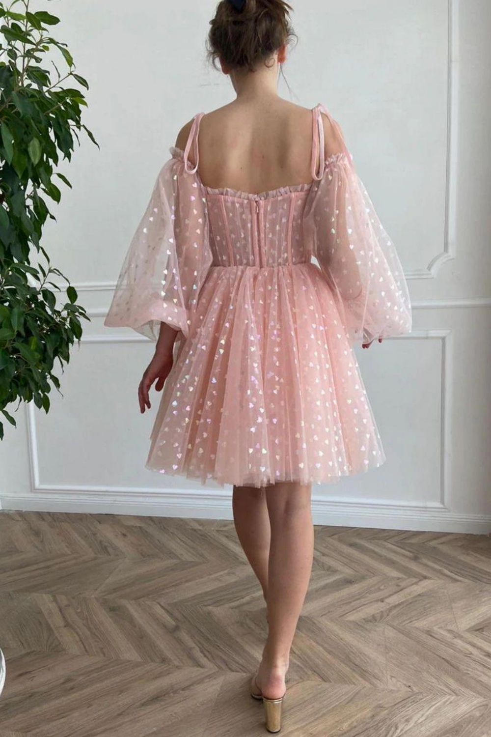 Weitese Cute A Line Off the Shoulder Pink Short Homecoming Dress