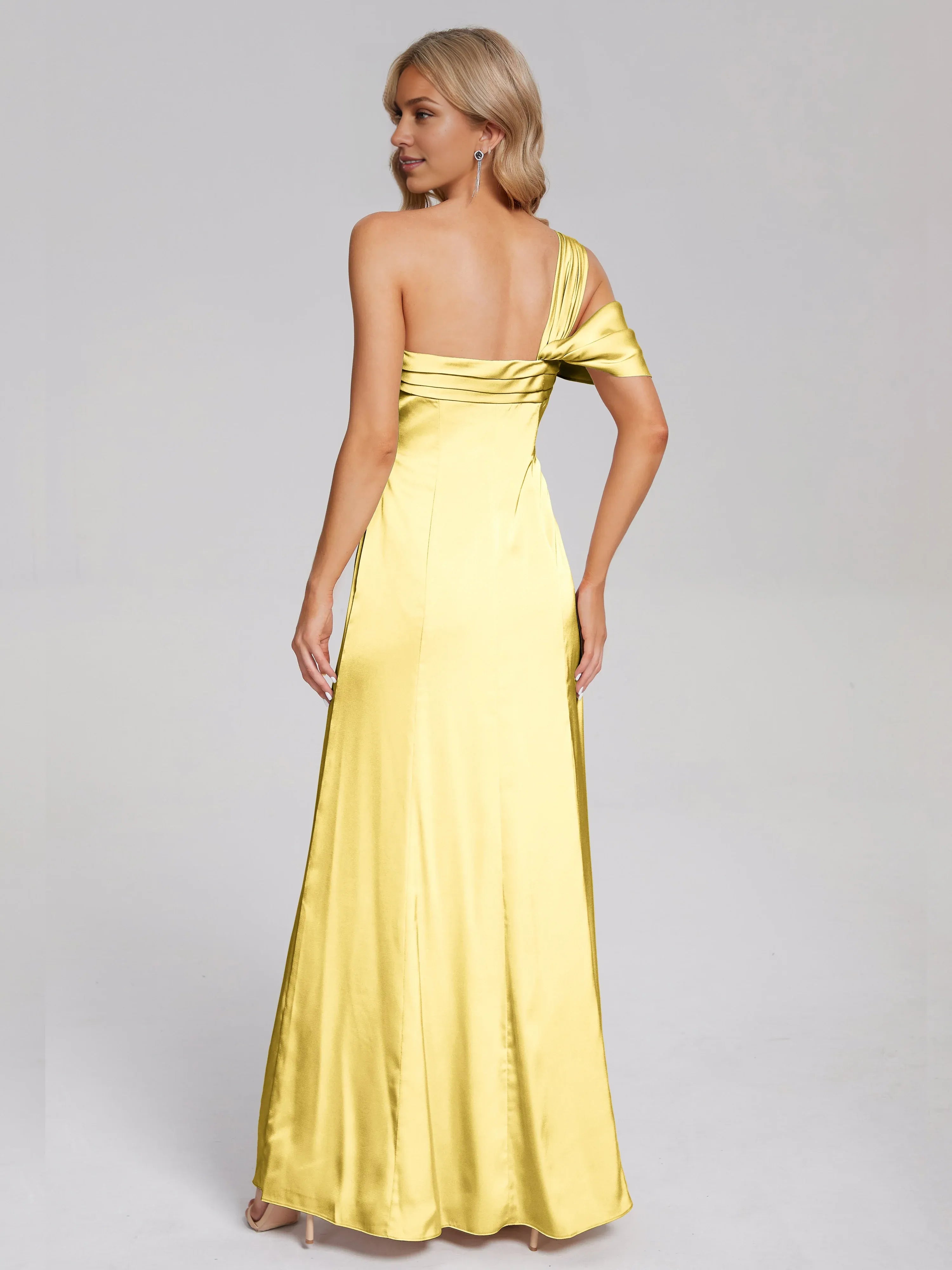 Chic Column/Sheath One Shoulder Sleeveless Backless Floor Length Prom Dress