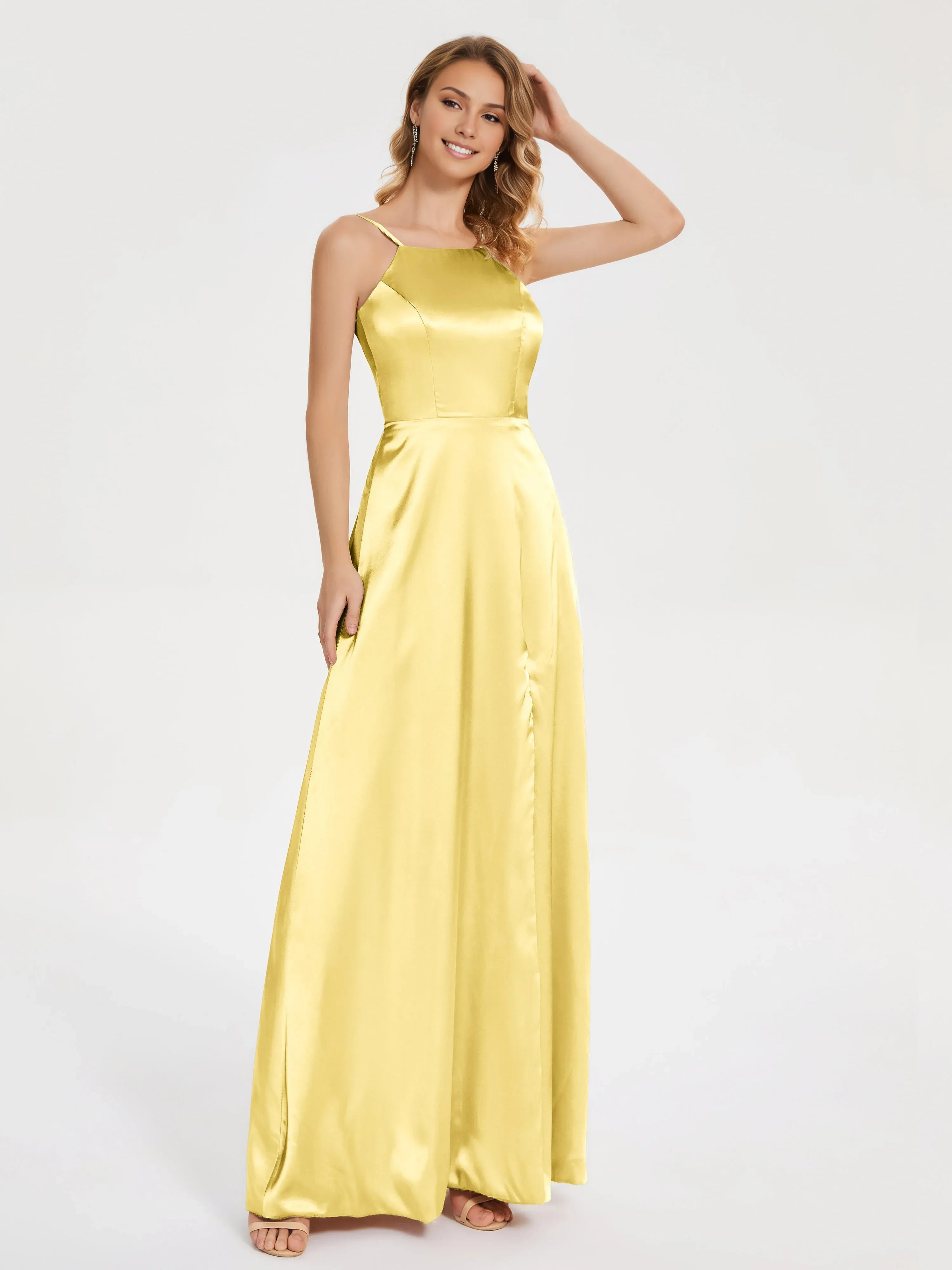 Sexy A-Line High Neck Sleeveless Backless Floor Length Prom Dress