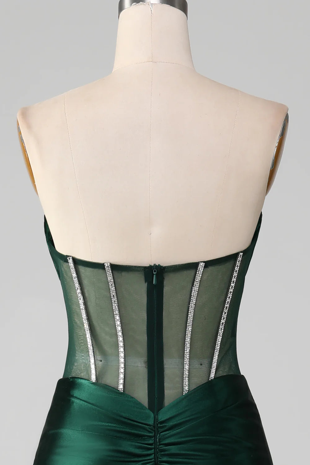 Weitese Mermaid Strapless Long Corset Prom Dress with Beading