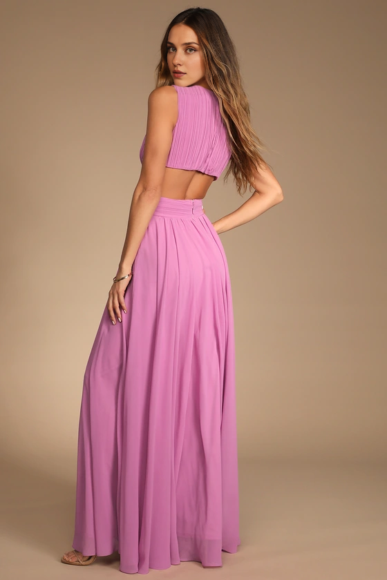 Weitese Formal Women's Dresses Vivid Deep V Neck Sleeveless Lilac Cutout Maxi Dress Prom Dress Shops