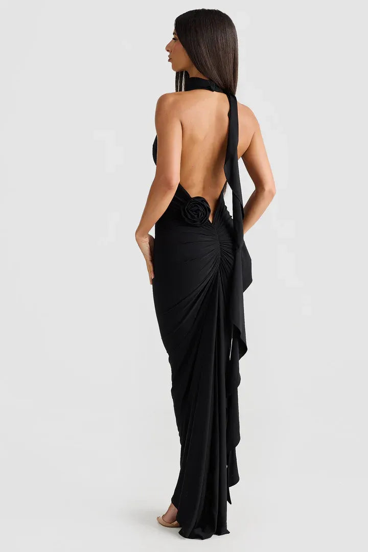 Discount Fitted V Neck Sleeveless Backless Floor-Length Prom Dress