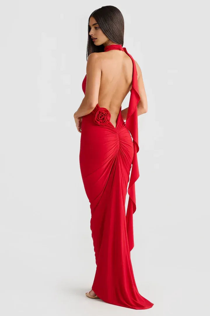 Bargain Fitted V Neck Sleeveless Backless Floor-Length Prom Dress