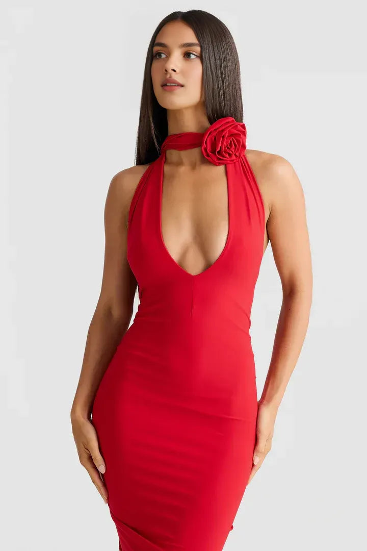 Bargain Fitted V Neck Sleeveless Backless Floor-Length Prom Dress