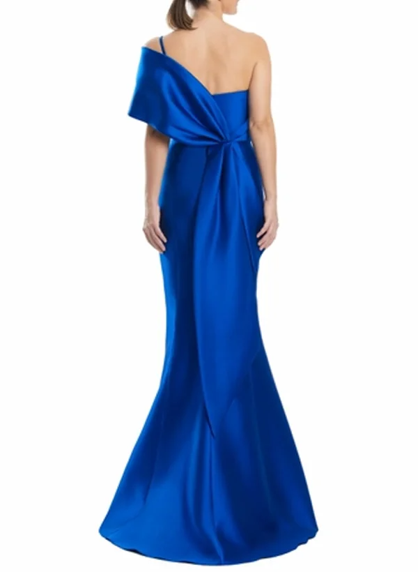 Discount One-Shoulder Sleeveless Mermaid Bow Satin Long Prom Dress