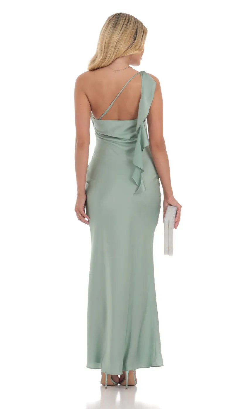 Discount Sheath/Column One Shoulder Sleeveless Backless Floor-Length Prom Dress