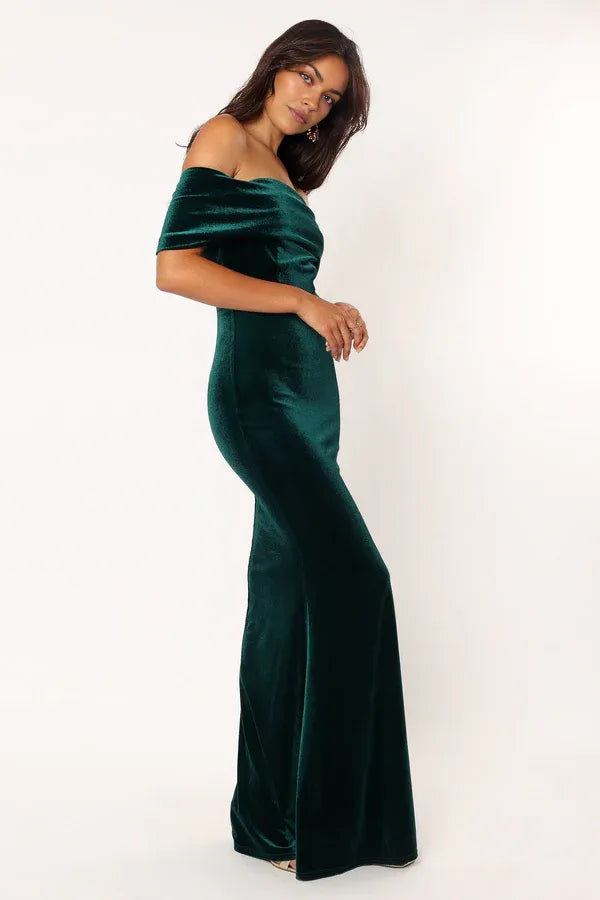 Discount Sheath Off Shoulder Sleeveless Backless Floor-Length Prom Dress