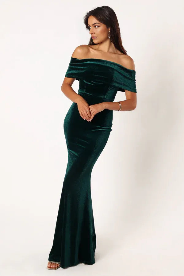 Discount Sheath Off Shoulder Sleeveless Backless Floor-Length Prom Dress