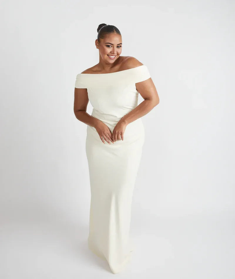 Weitese Dress Elegant Off the Shoulder Bridesmaid Dress Maxi Dress Solid Color Sage Sleeveless Column Prom Dress