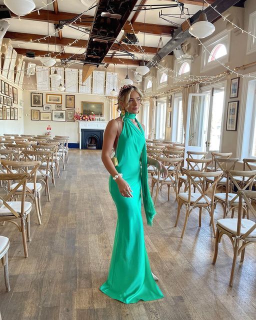 Dress For Formal Green Simple And Elegant Lace-up Halter Neck Backless Slit Long Slim Satin Banquet Dress Evening Dress Ball Gown Wedding Guest Dress / Stores With Prom Dresses