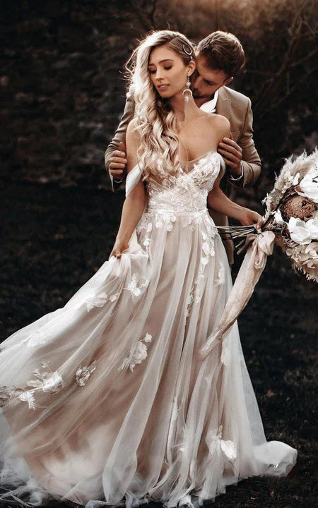 Dress For Wedding Sweetheart Criss-cross Tulle Empire A-line Backless Wedding Dress / Dress For Formal