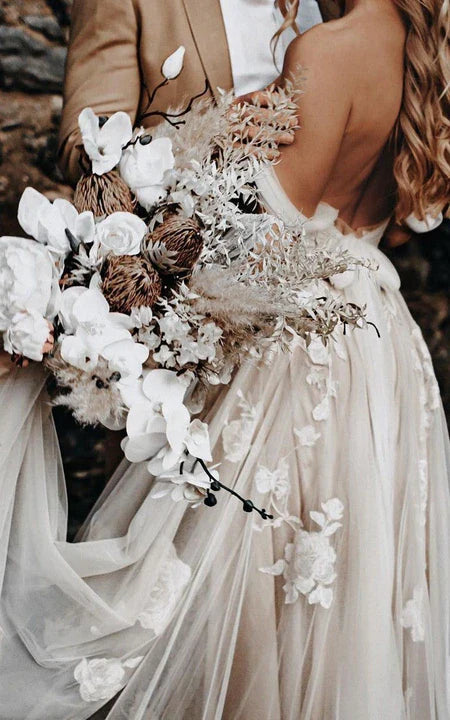 Dress For Wedding Sweetheart Criss-cross Tulle Empire A-line Backless Wedding Dress / Dress For Formal